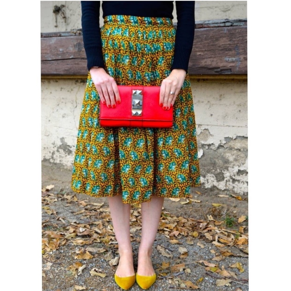 J. Crew elephant print midi skirt